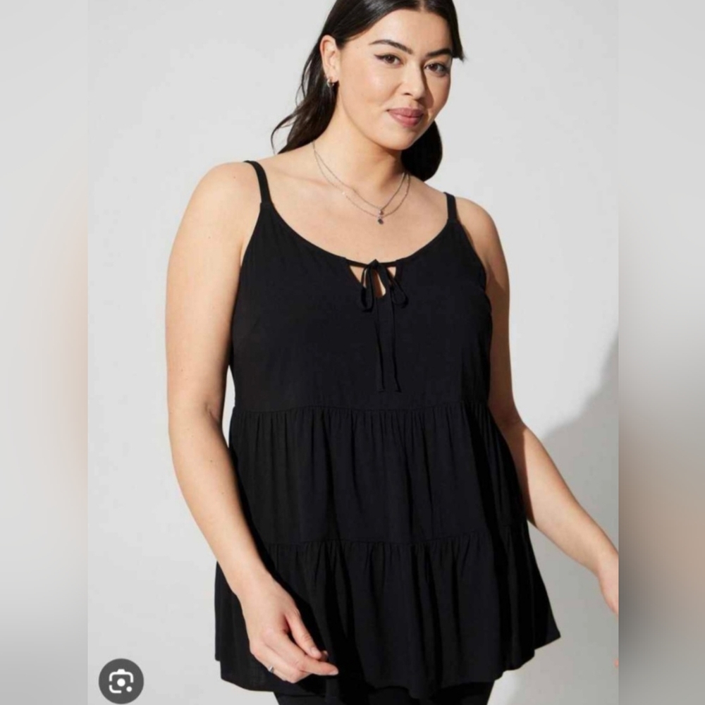Gorgeous Rayon Slub Tiered Tie Front Cami